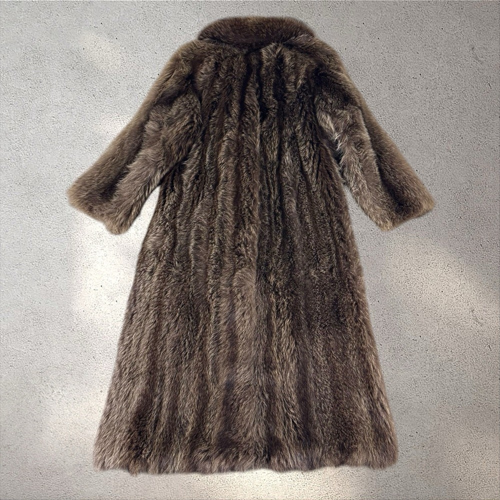 Vintage Silver Racoon Fur Coat Full Length Women's Medium/Large Luxury 60s 70s - Picture 3 of 8